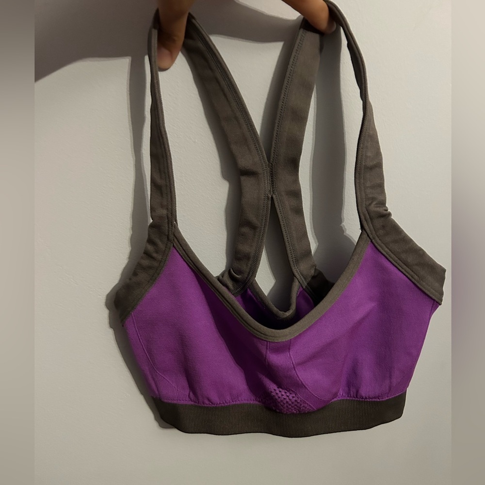 Size Small Athletic Essentials Grey and Purple Sports Bra